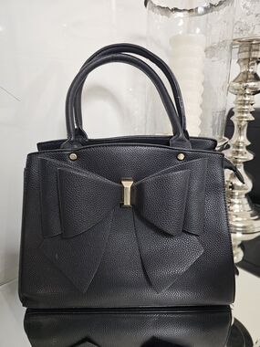 Grossi Structured Black Satchel with Bow Accent - Women Bags